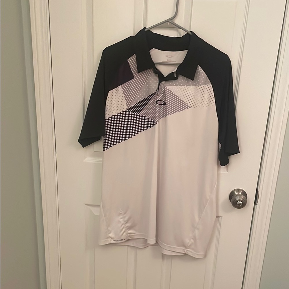 Men's Black and White Oakley Performance Polo Shirt